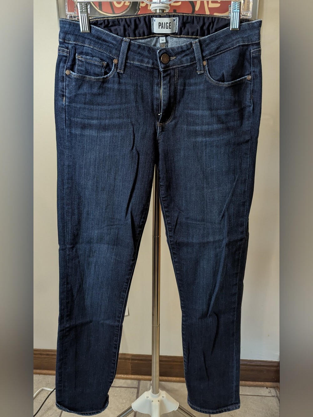 $20 PAIGE Size 30 / 10 Skyline Ankle Peg Mid Rise Skinny Jeans Dixie Wash